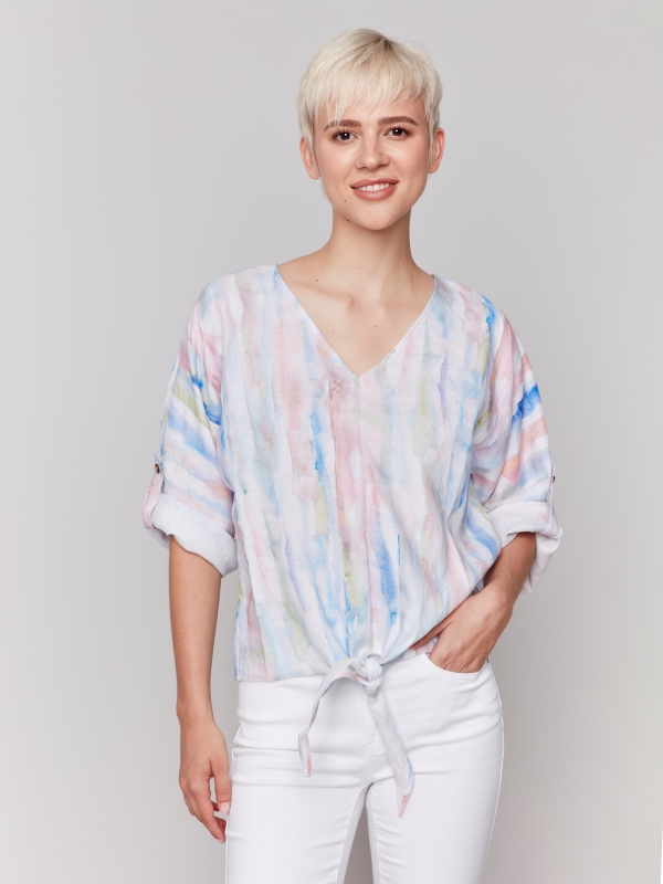 Blouse lin nouée devant