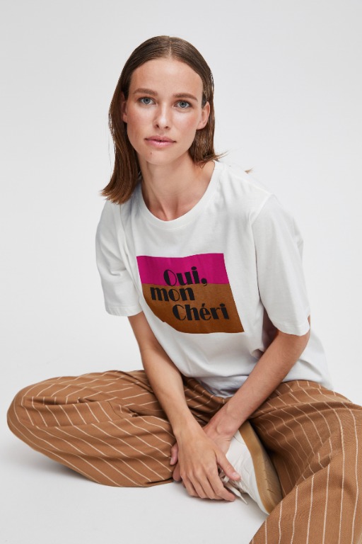 T-shirt écriture col rond