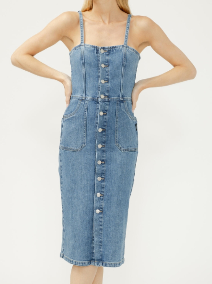 Robe midi boutonnée devant - L30605HDR285 - Silver Jeans