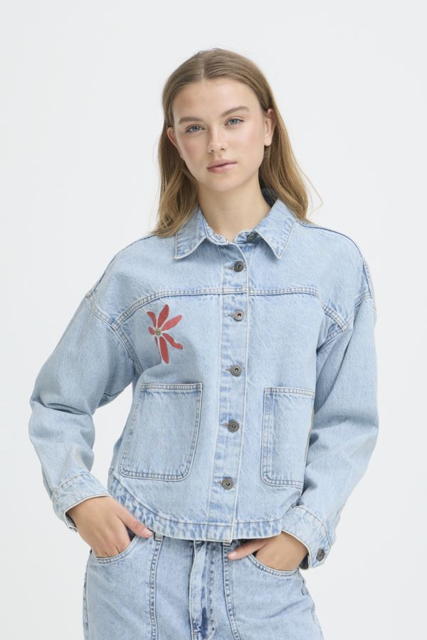 Veste jeans broderie - 20125223 - Ichi