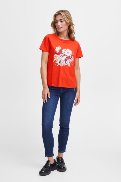 T-SHIRT MOTIF DEVANT COL ROND