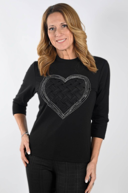 CHANDAIL COL ROND COEUR BRILLANT