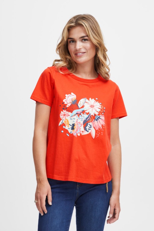 T-SHIRT MOTIF DEVANT COL ROND