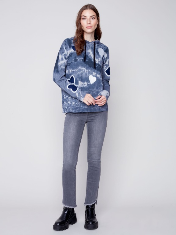 CHANDAIL CAPUCHON COEURS TRICOT LÉGER