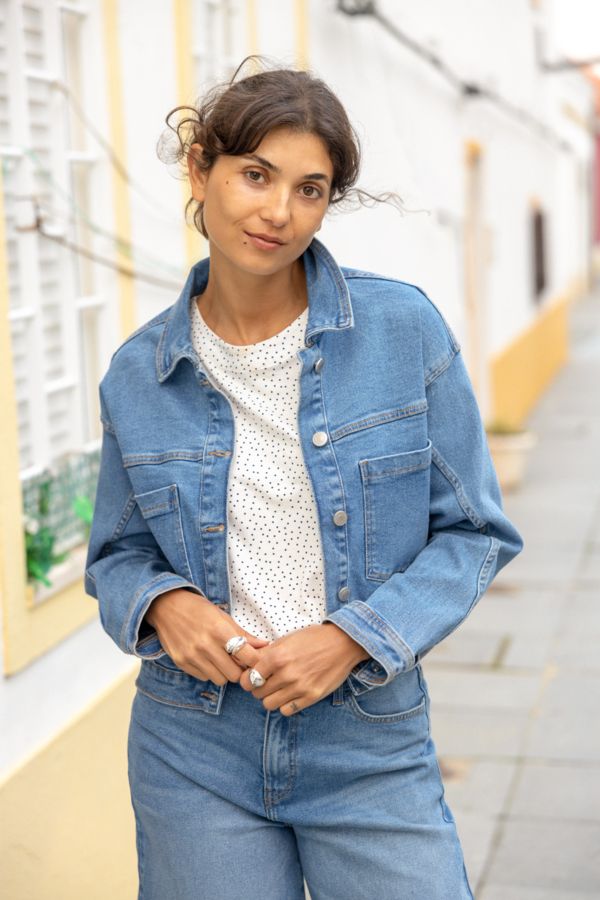 Veston de jeans court carré - 20617546 - Fransa