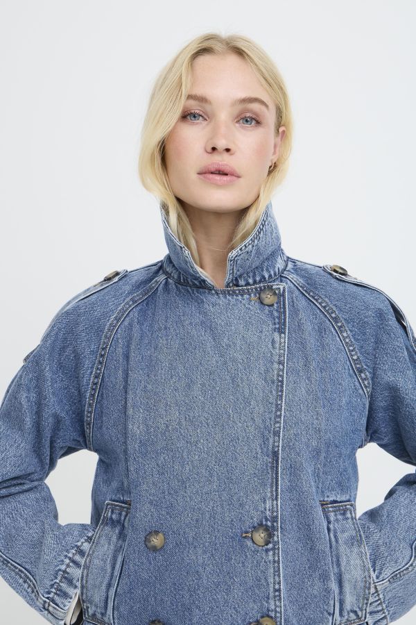 Veston de jeans double boutonnière