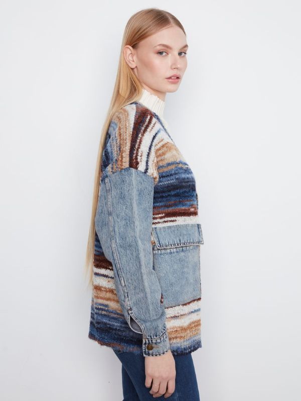 Cardigan tricot avec insertion jeans - 2161-805C - Charlie B