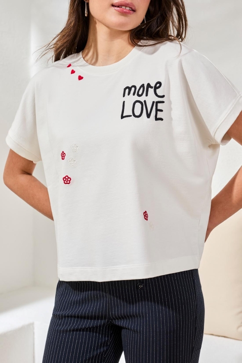 Chandail broderie manche cap - 6099O/5140 - Tribal