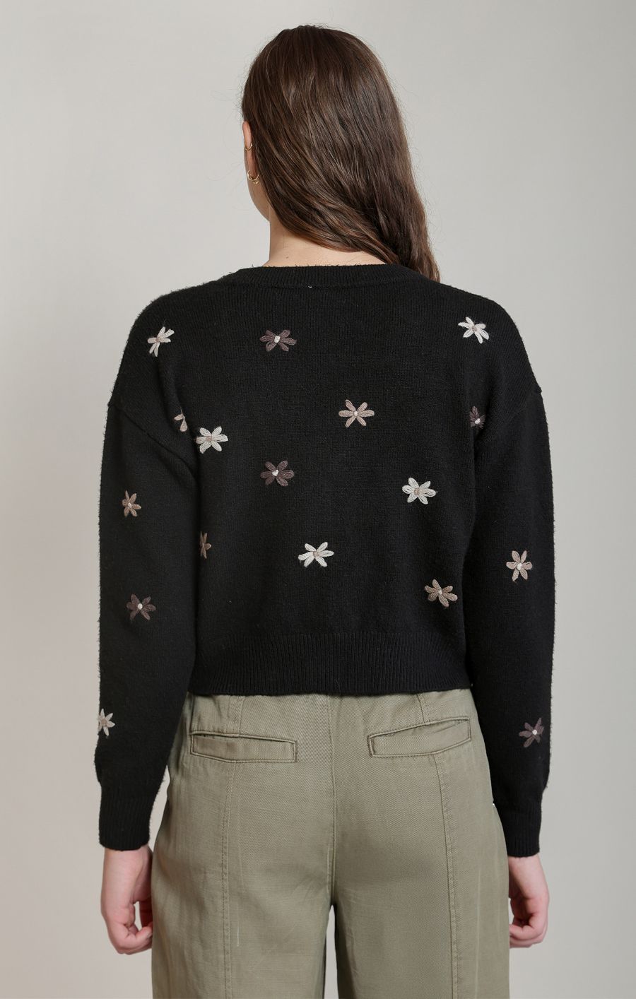 Cardigan v neck petites fleurs