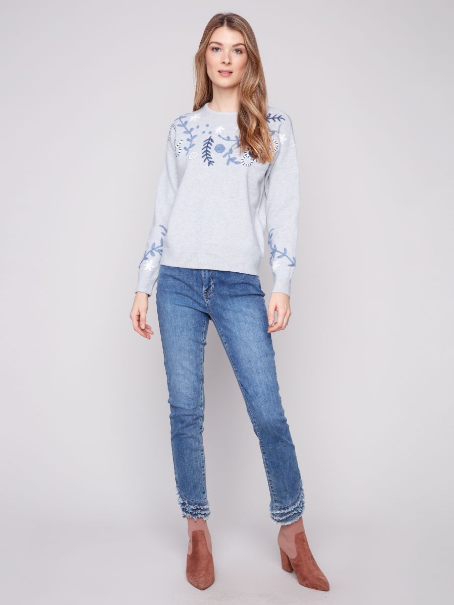 Chandail tricot broderie