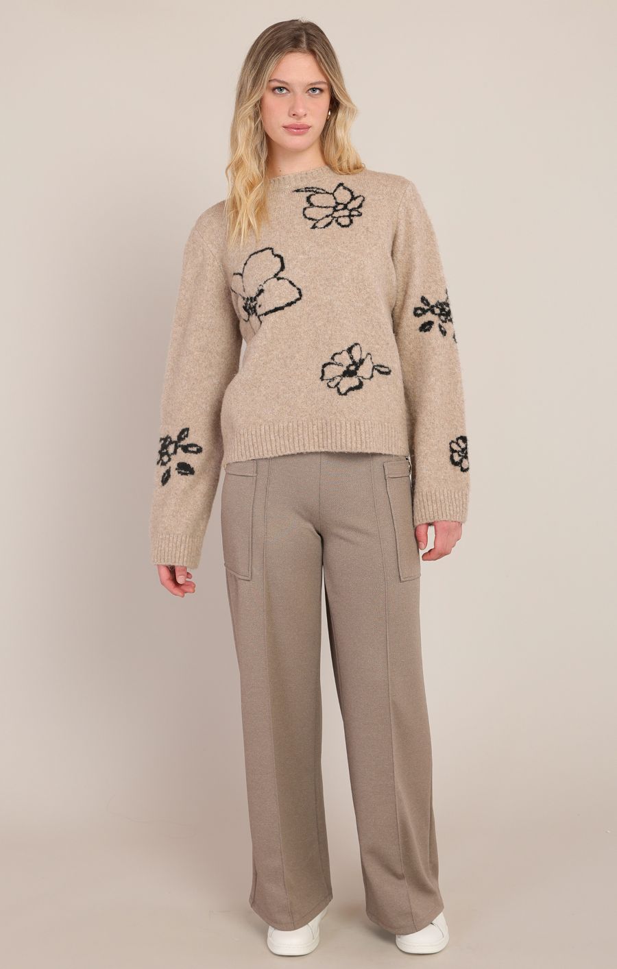 Chandail tricot fleurs