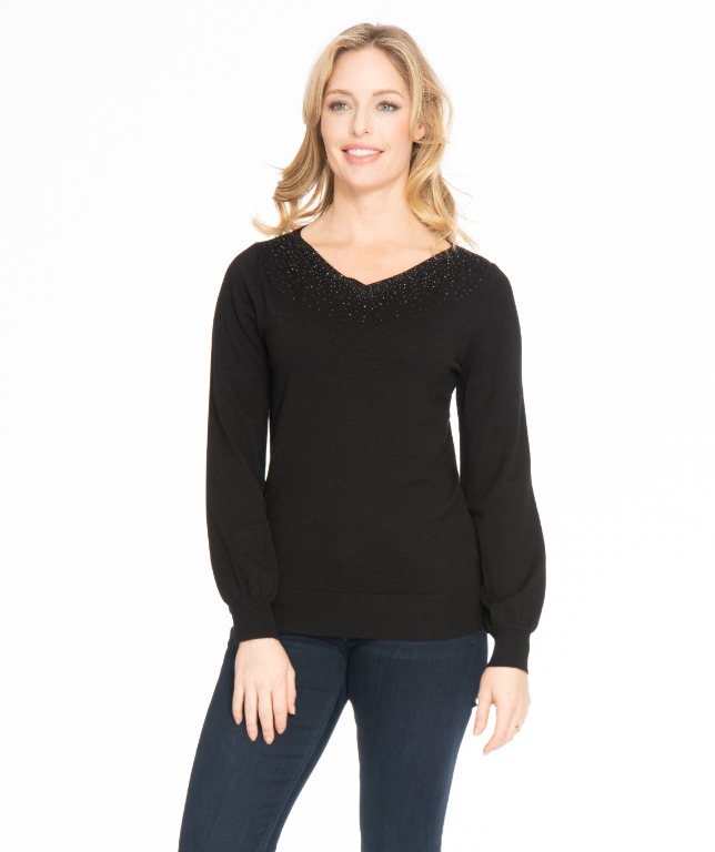 CHANDAIL V NECK PIERRES ENCOLURE UNI