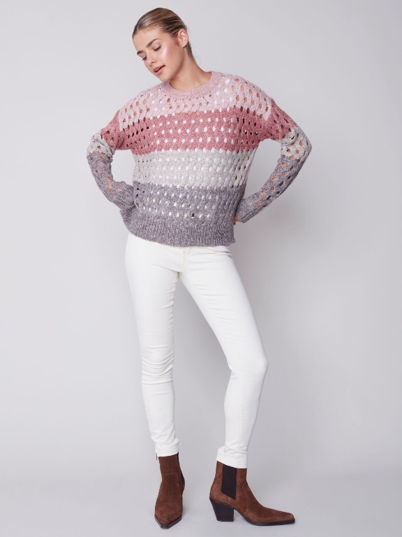 CHANDAIL TRICOT COLOR BLOCK MACRAMÉ