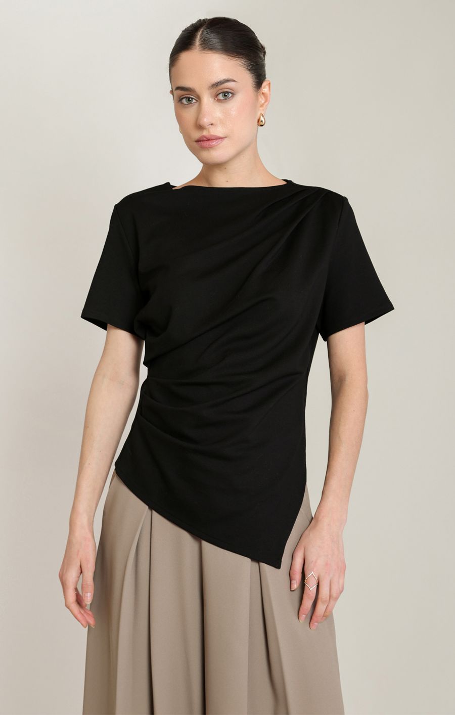 T-shirt chic asymétrique drapé - 2824004 T - Black Tape