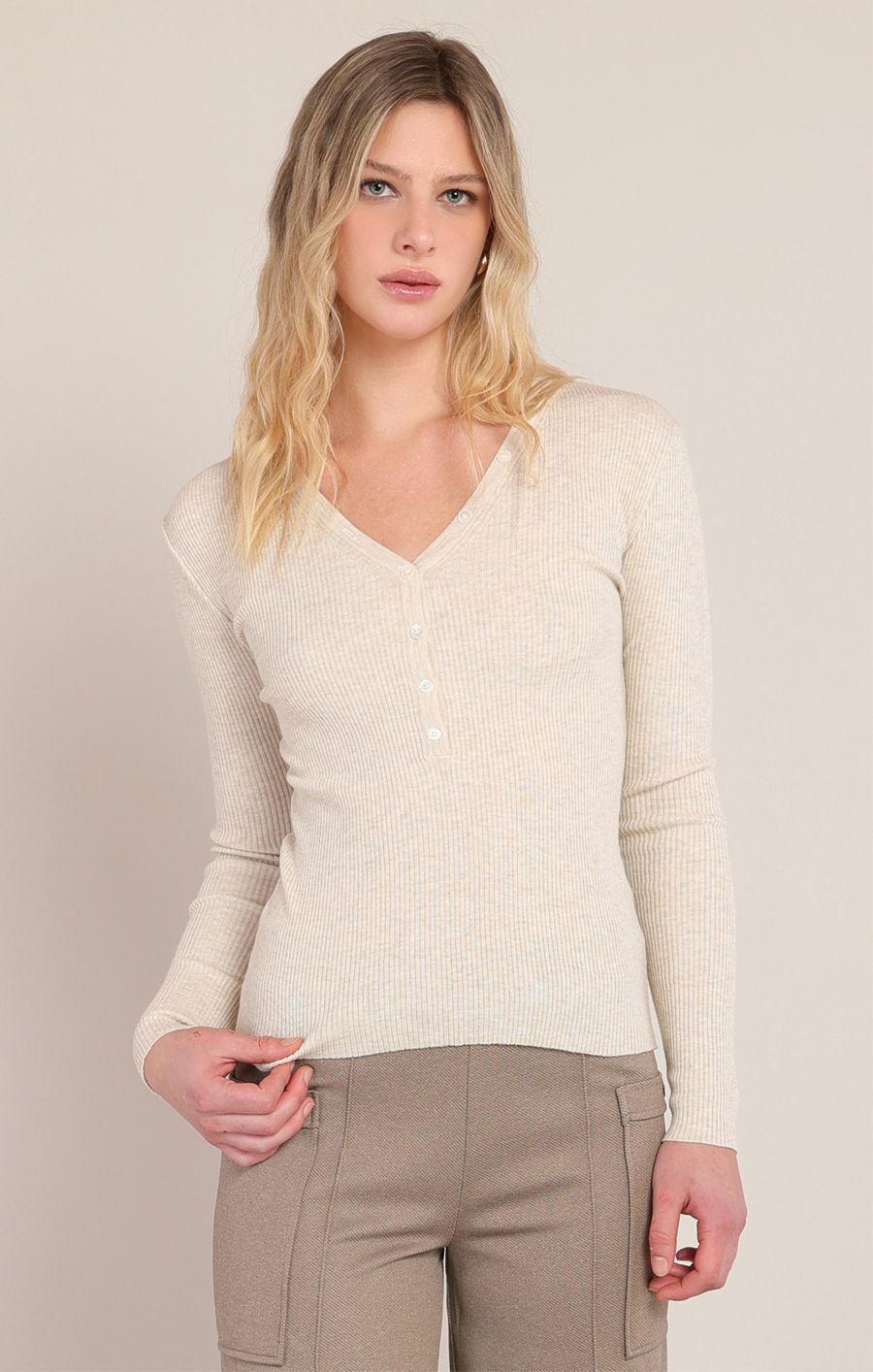 Chandail v neck rib - 2827025 DG - Room 34