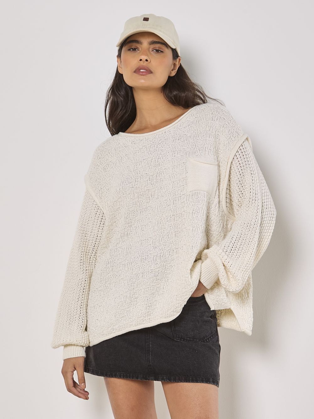 Chandail tricot oversized - 936843 - Apricot