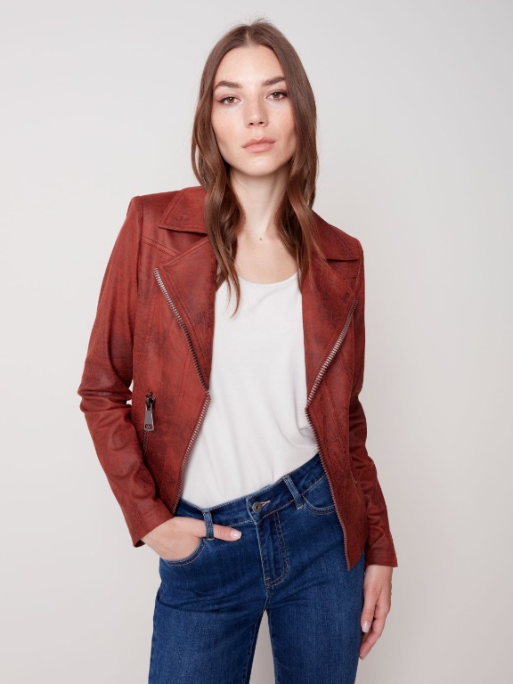 VESTON CHIC GROS ZIP SIMILI CUIR