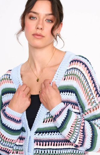 Cardigan tricot rayé - 41365A - 24 Colours