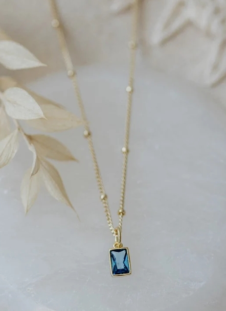 Glim chaine pendentif pierre bleu - glim-n - Glee Jewelry