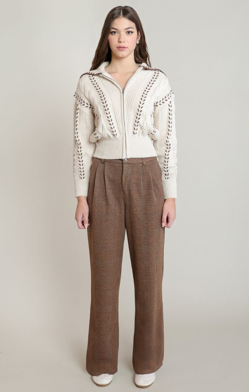 Pantalon carreaux plis devant