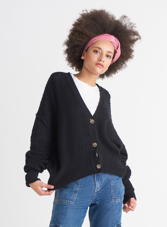 Cardigan bouclé boutonné