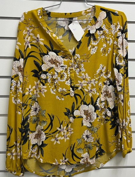 Blouse manche longue col en V 3 boutons