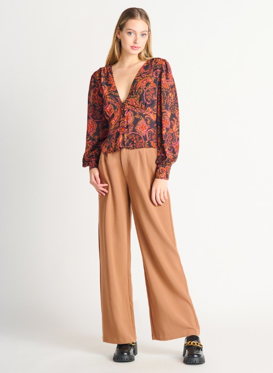 Blouse encolure en V paisley