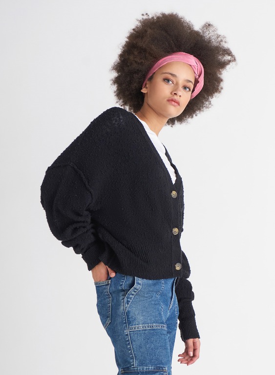 Cardigan bouclé boutonné