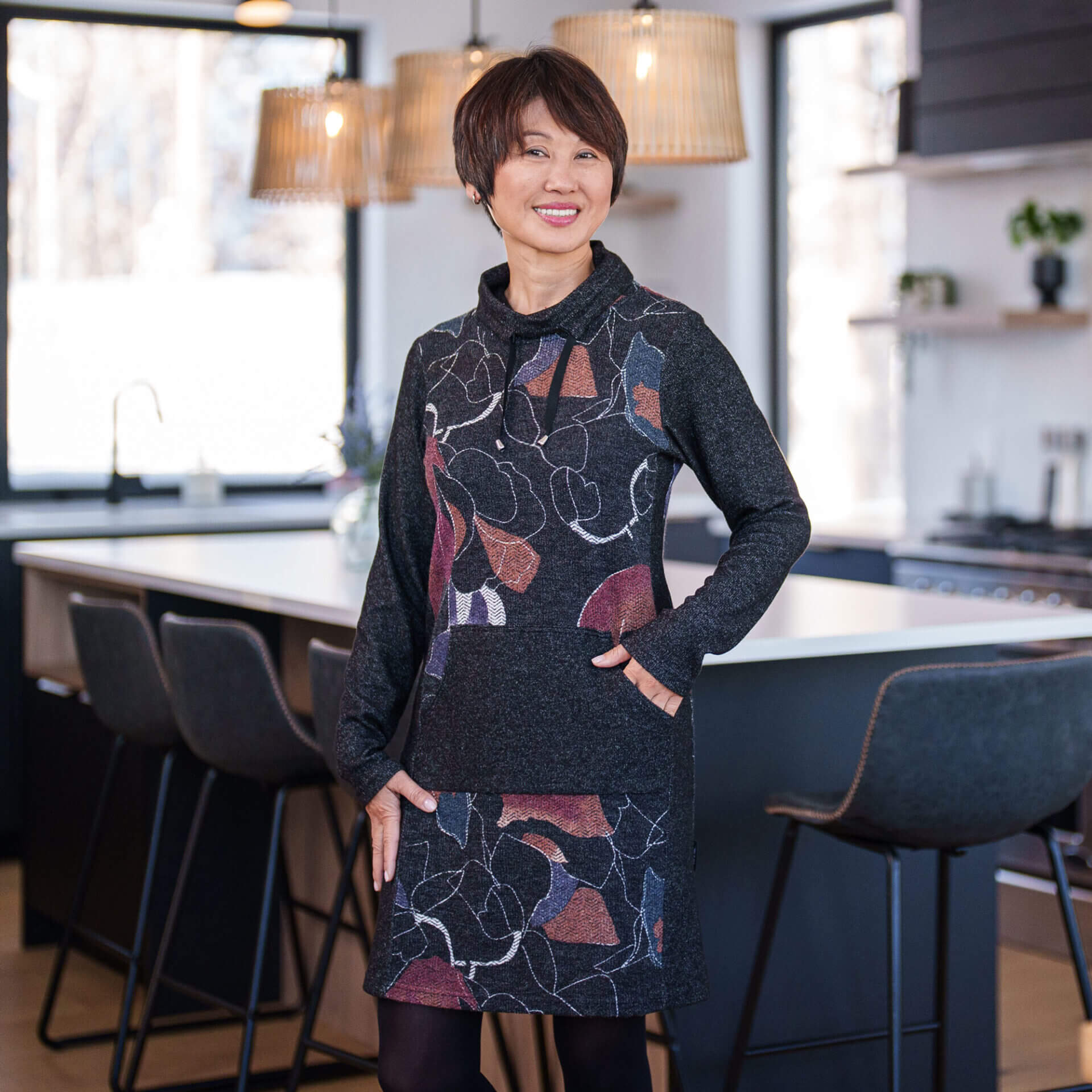 Robe Olympia motif poche devant