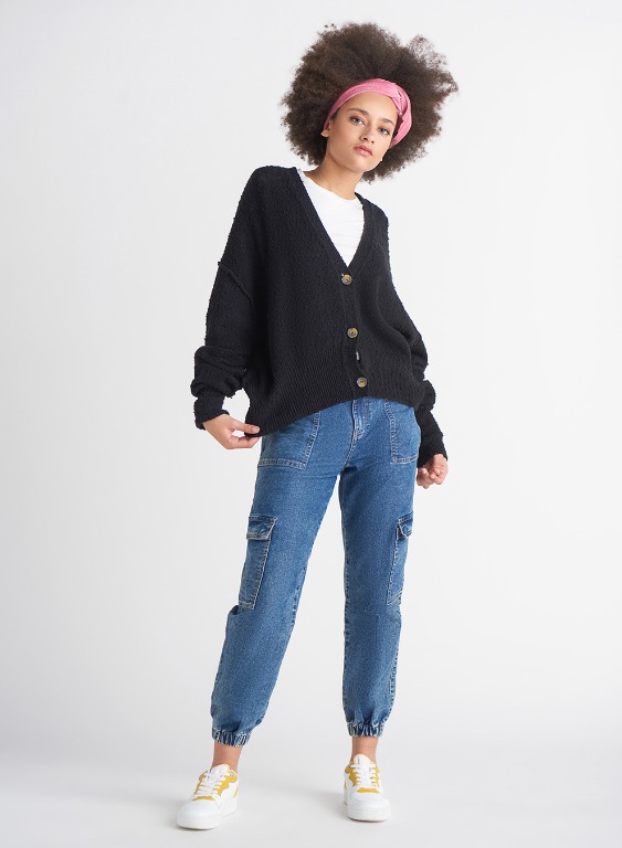 Cardigan bouclé boutonné