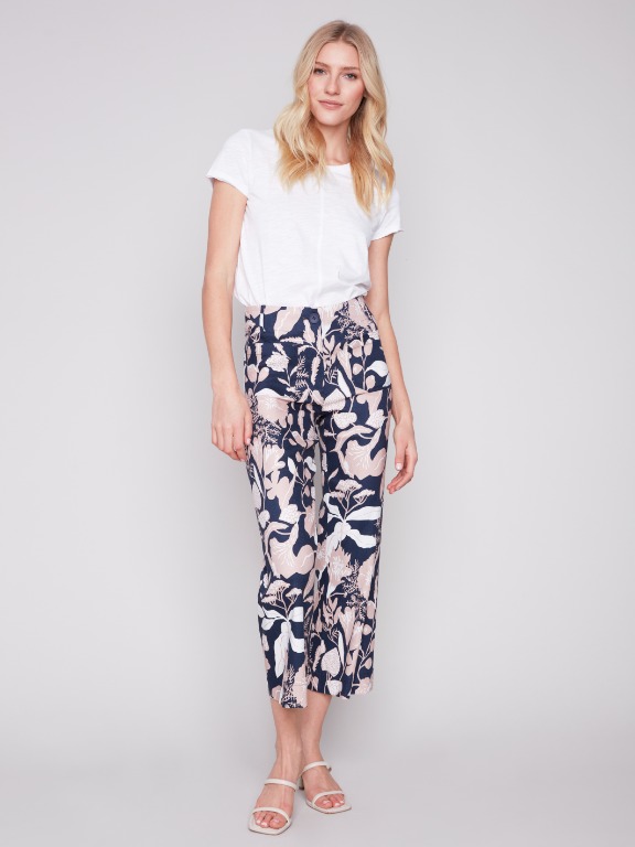 Pantalon chic motif jambes larges