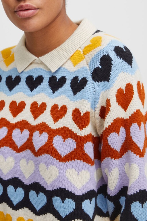 CHANDAIL TRICOT COL POLO COEURS