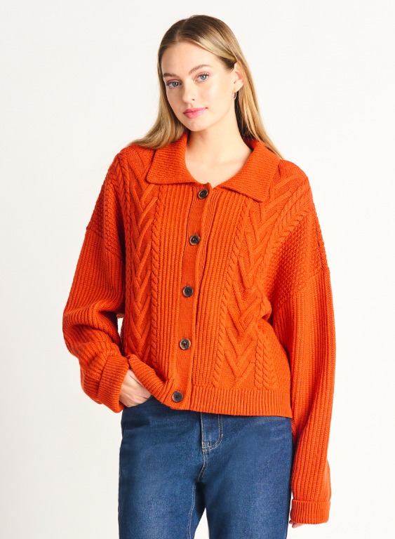 Cardigan boutons tressé