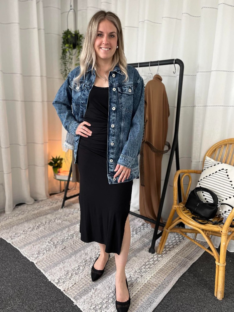 Veste jeans longue oversize