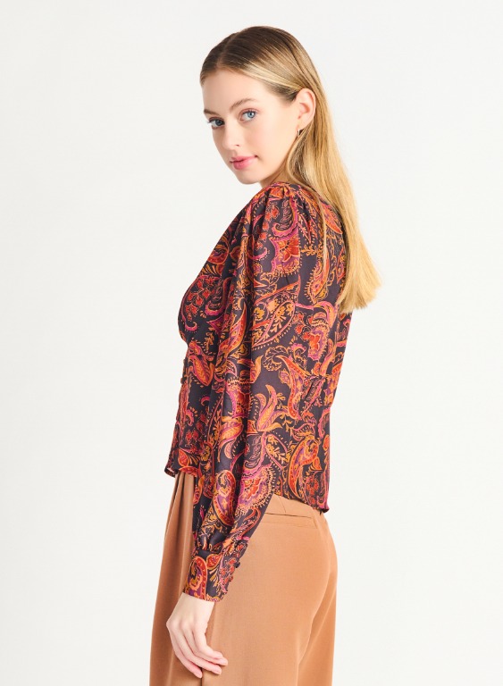 Blouse encolure en V paisley