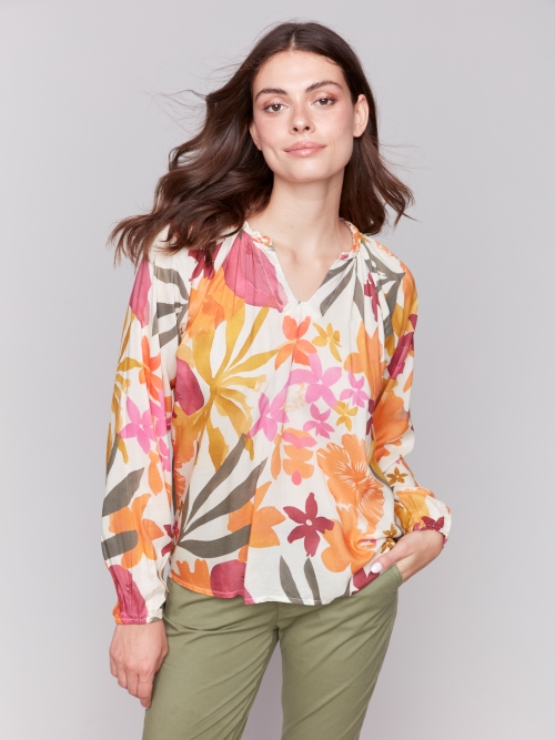 Blouse légère motifs fleurs 