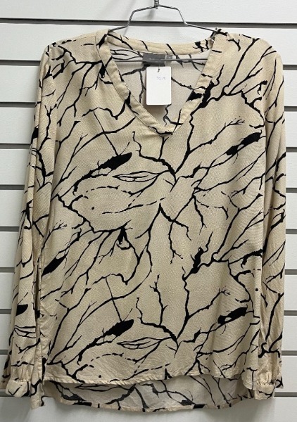 Blouse motif sans bouton manches longues col en V