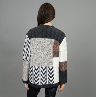 Cardigan long lainage patchwork