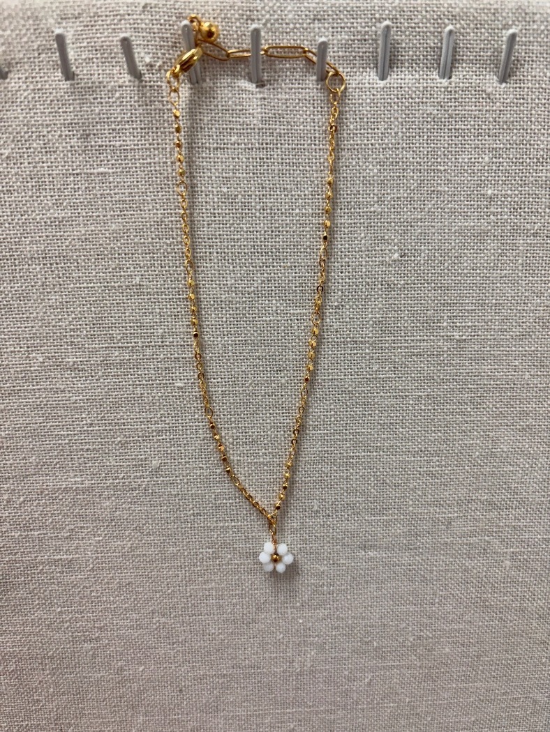 Bracelet de cheville fleur blanche - G18 - Athena Jewellery