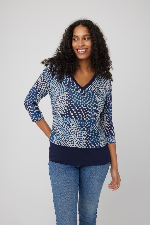 CHANDAIL V NECK PETITS RONDS BANDE BAS