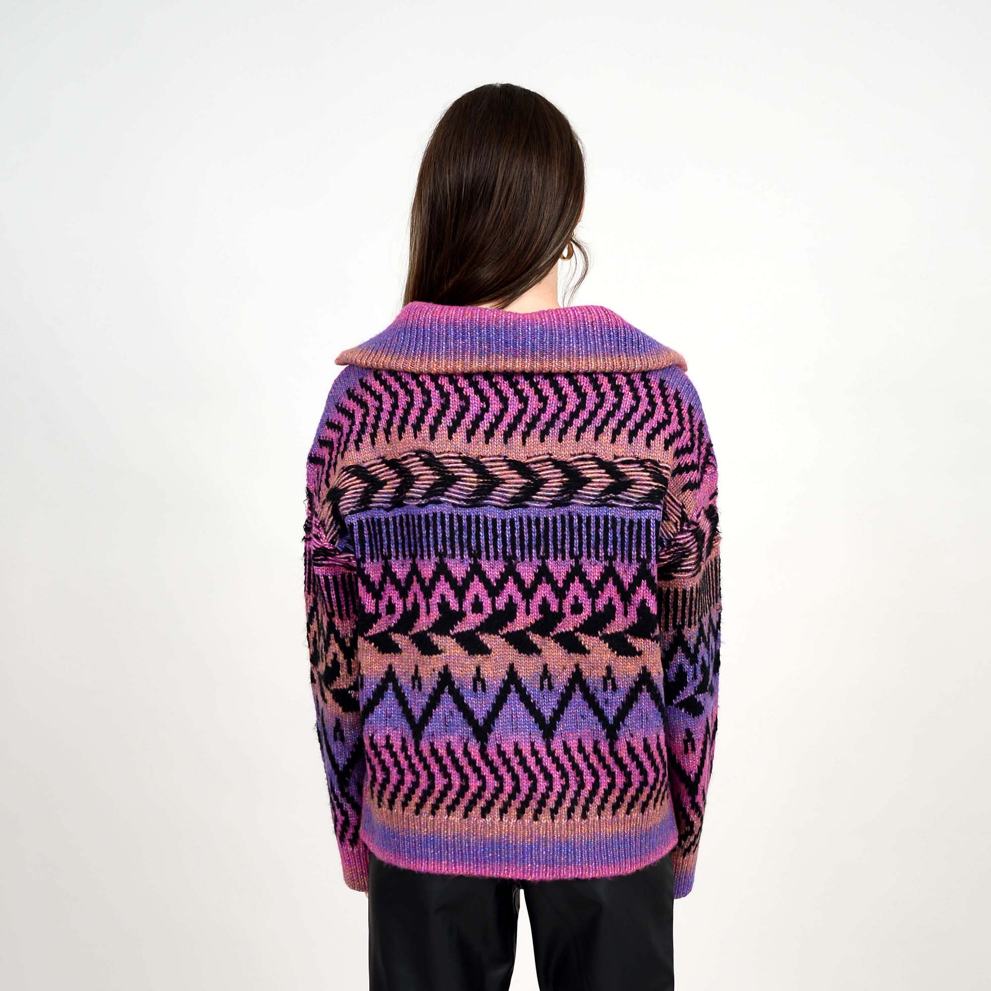 CHANDAIL TRICOT AZTEQUE ZIP COL