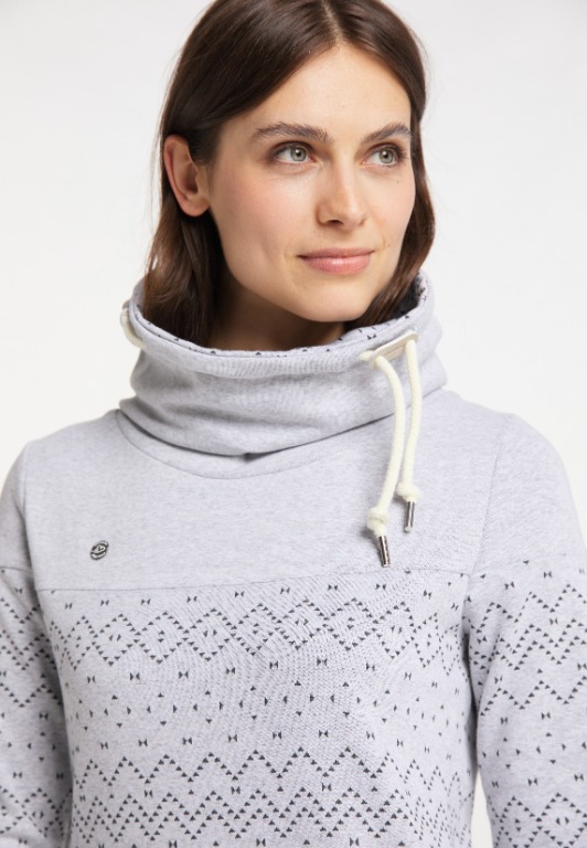 ROBE TRICOT COTON MOTIF COL BAVEUX