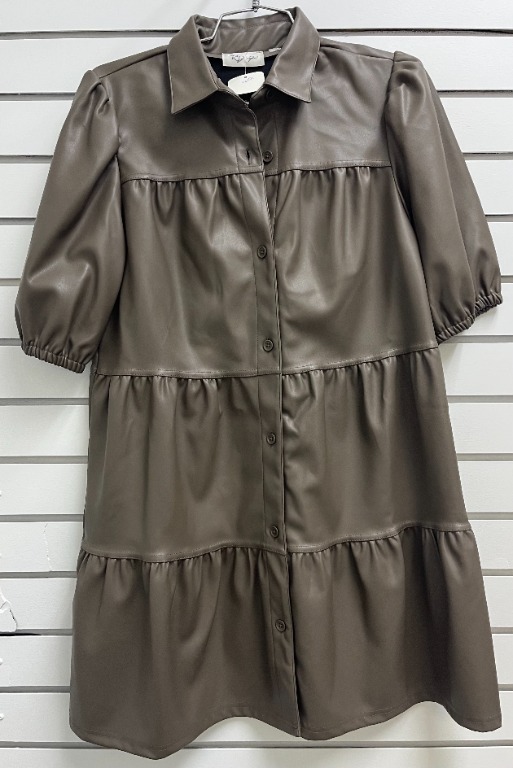 Roche chic courte en cuirette manche bouffante 
