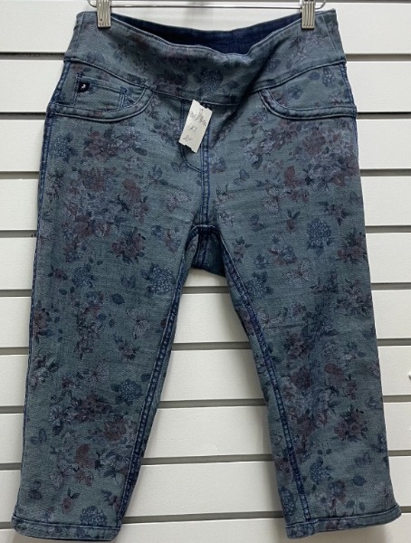 Jeans capri taille élastique motif 