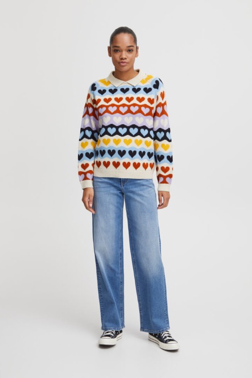 CHANDAIL TRICOT COL POLO COEURS