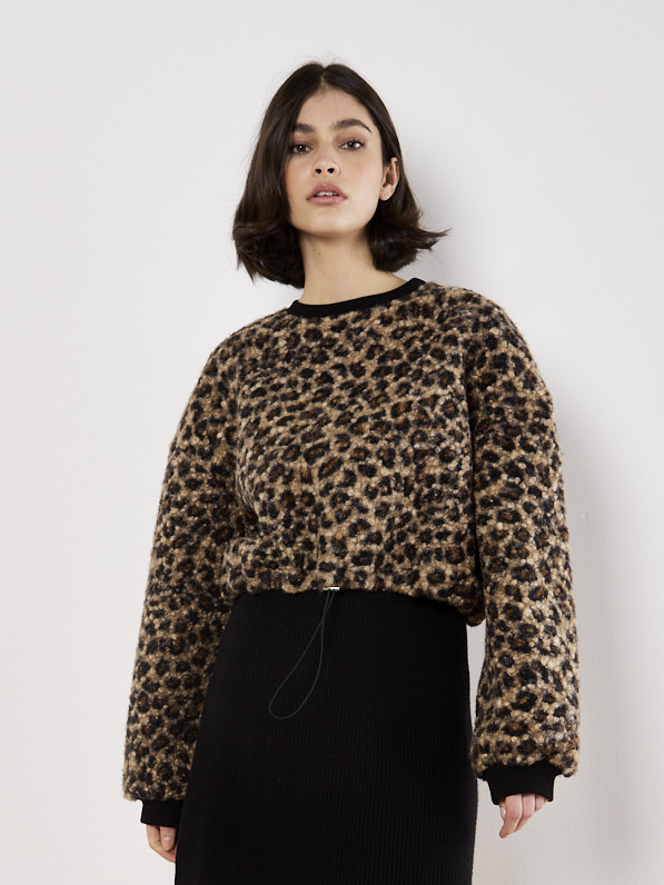 Chandail léopard taille ajustable - X112074 - Apricot