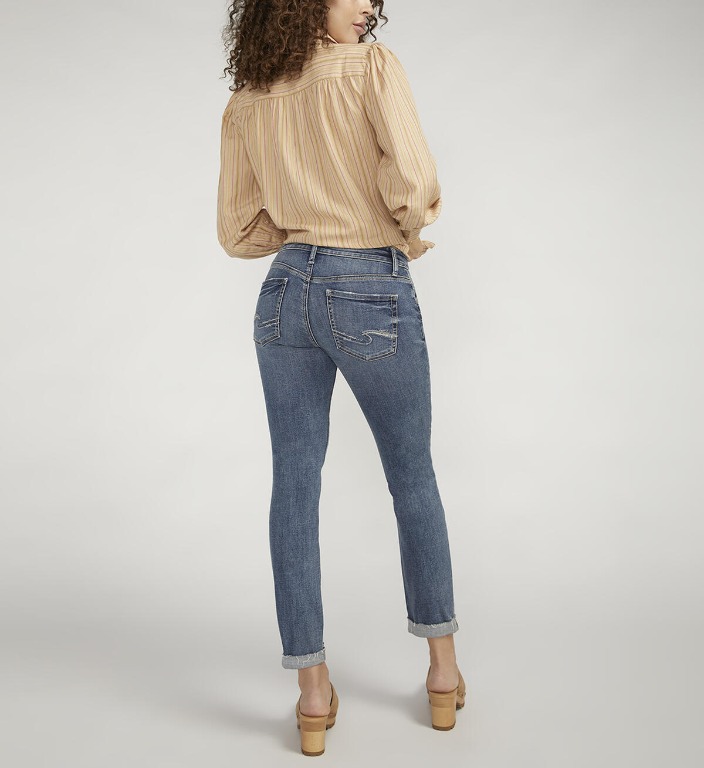 Jeans Boyfriend taille régulière jambe étroite