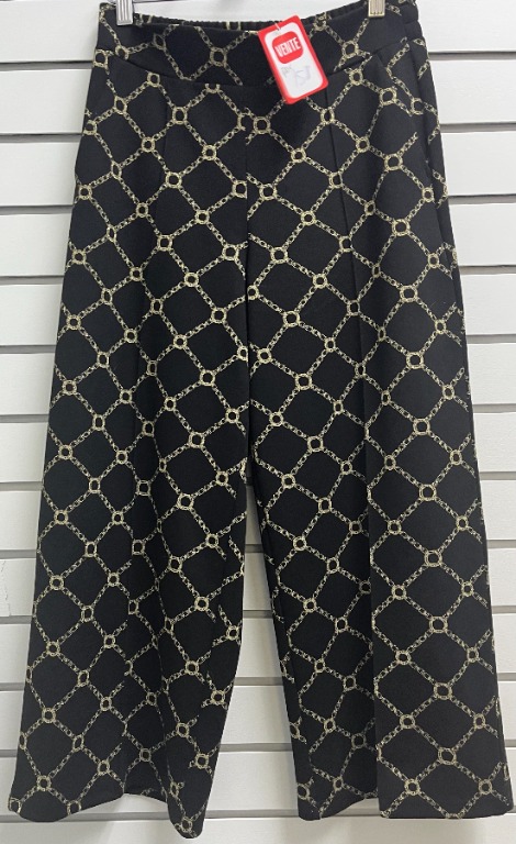 Pantalon chic taille haute jambe large motif