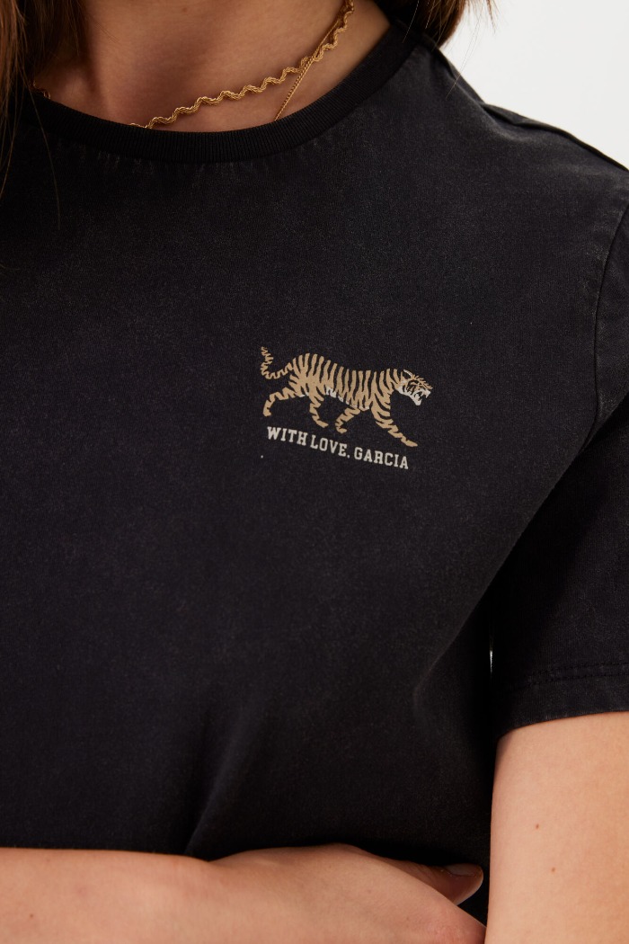 T-shirt col rond tigre