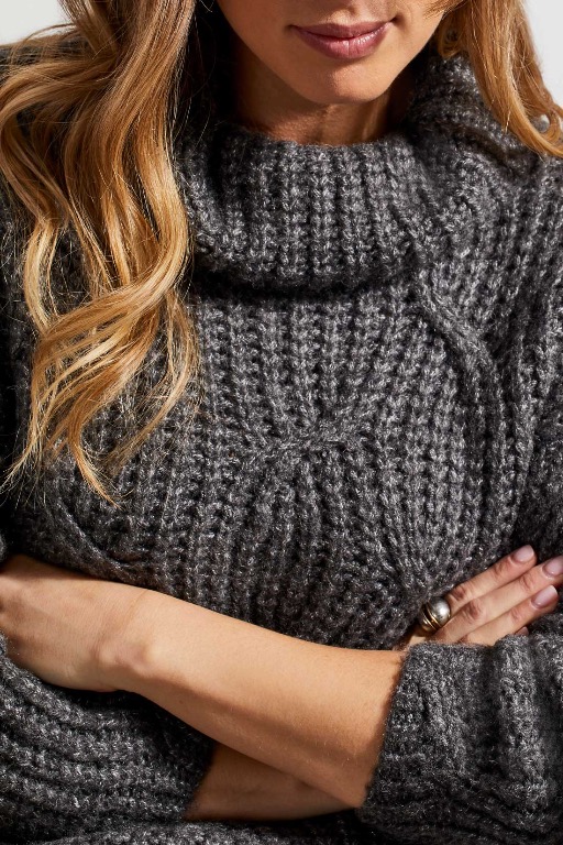 CHANDAIL TRICOT TORSADES COL BAVEUX